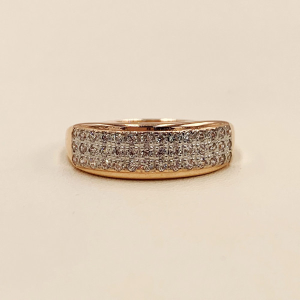 Кольцо из золота красного с белым цвета с цирконом