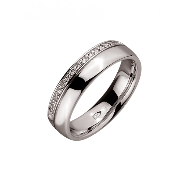 Кольцо из золота в белом цвете с белыми бриллиантами