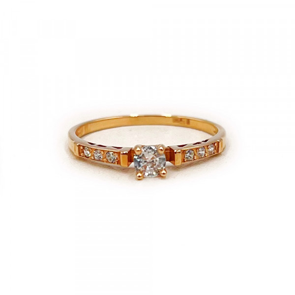 Кольцо из красного золота с цирконом