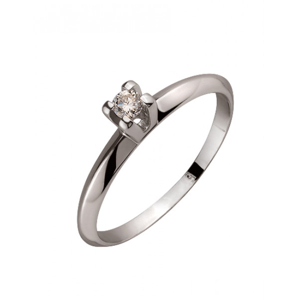Кольцо из золота белого цвета с белым бриллиантом