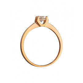Кольцо из красного золота с цирконом