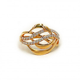 Кольцо из красного с белым золота с цирконом 01-200282381