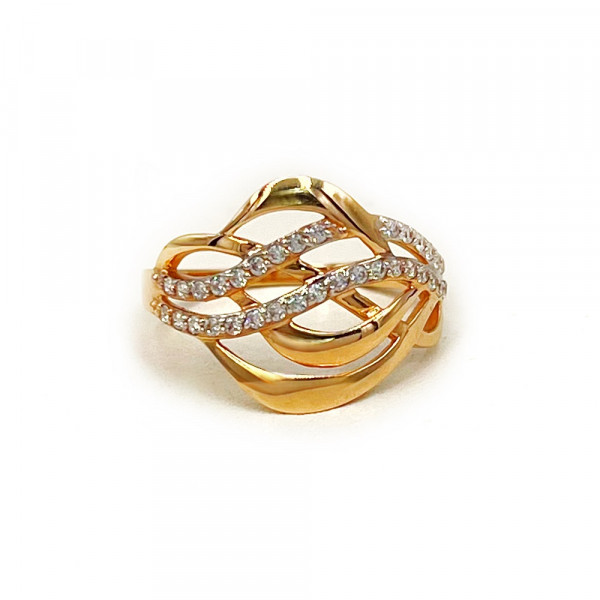 Кольцо из красного с белым золота с цирконом