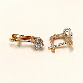 Серьги из золота красного с белым цвета с цирконом 01-200395181