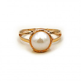 Кольцо из золота в красном цвете с жемчугом 01-200757381