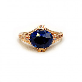 Каблучка з золота червоного кольору з цирконом 01-200782281