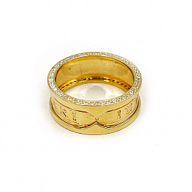 Золота каблучка жовтого кольору з цирконом