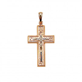 Хрестик з золота червоного з білим кольору 01-200812381