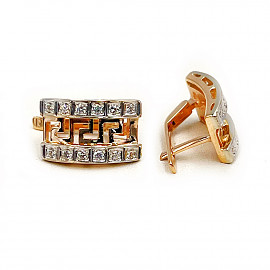 Сережки з золота червоного з білим кольору з цирконом 01-200838981