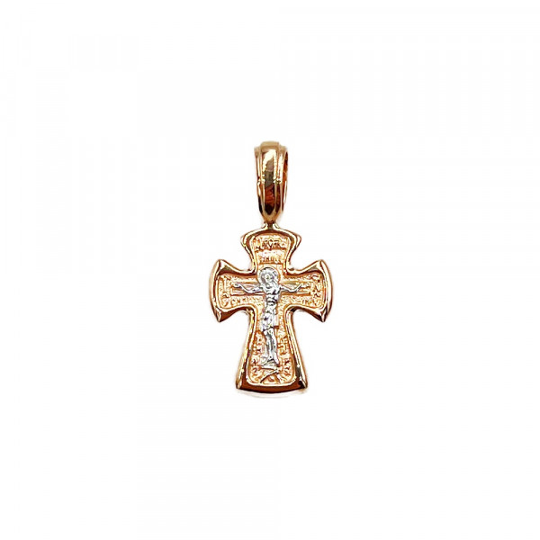 Крестик из красного с белым золота