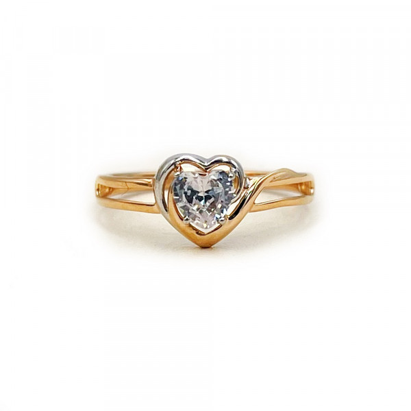 Золота каблучка з цирконом «Серце»