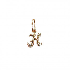 Кулон з золота червоного кольору з цирконом «Літера Н» 01-200890081