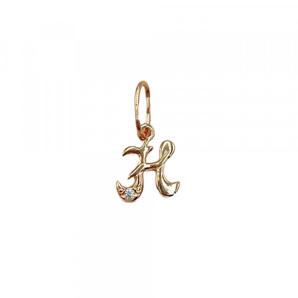 Кулон з золота червоного кольору з цирконом «Літера Н»
