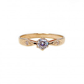 Золотое кольцо в красном цвете с цирконом 01-19076182