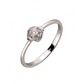 Золота каблучка білого кольору з білим діамантом 01-200129982