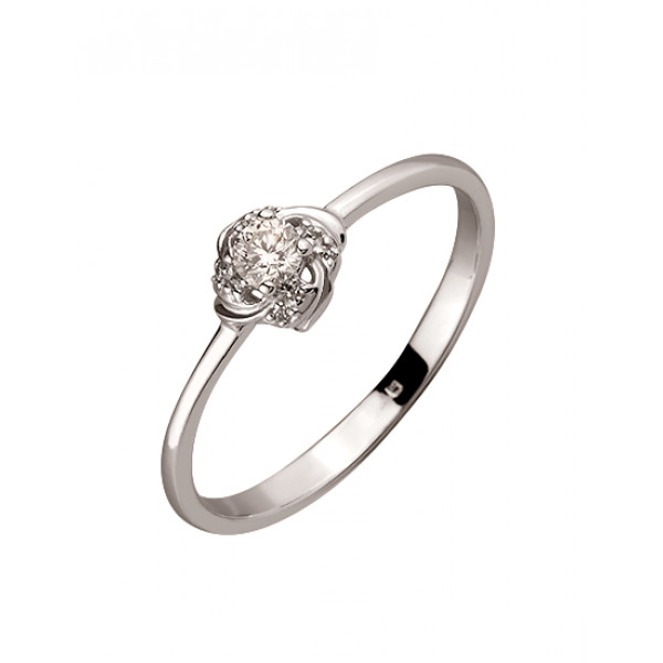 Золота каблучка білого кольору з білим діамантом