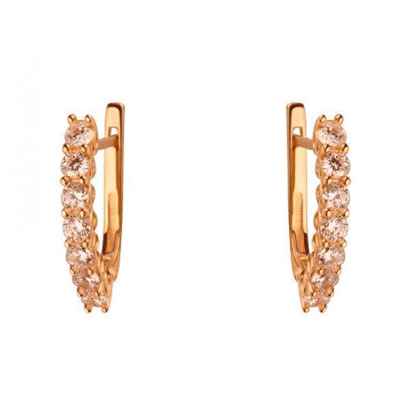 Серьги из золота красного цвета с цирконом