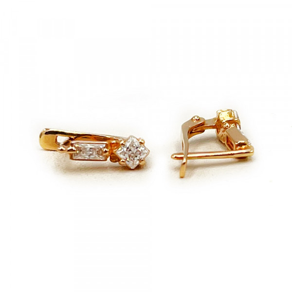 Сережки з золота червоного кольору з цирконом