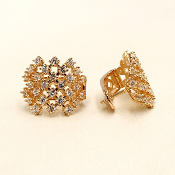 Серьги из золота в красном цвете с цирконом