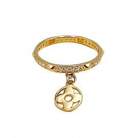 Кольцо из золота желтого цвета с цирконом 01-200757382