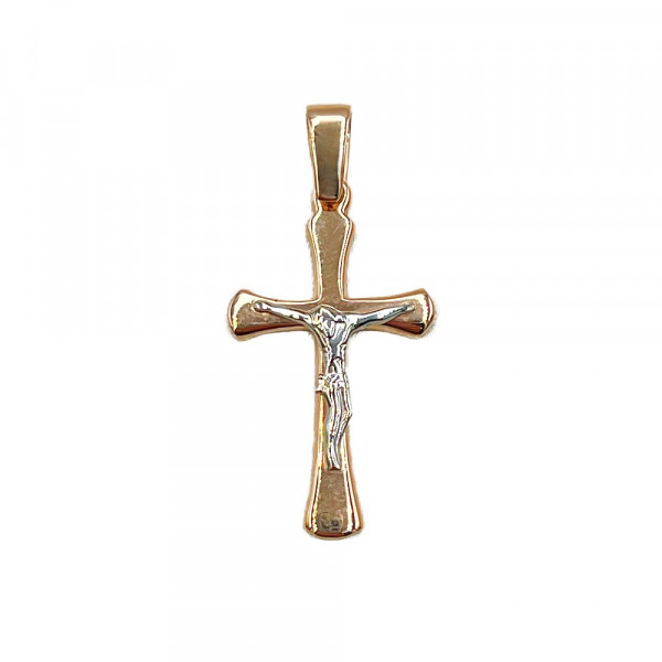 Золотой крестик в красном с белым цвете