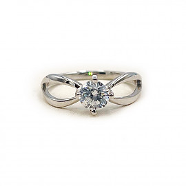 Каблучка з золота у білому кольорі з цирконом 01-200784282