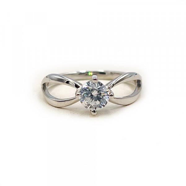 Каблучка з золота у білому кольорі з цирконом