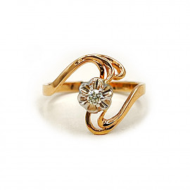 Золотое кольцо с желтым бриллиантом 01-200806082