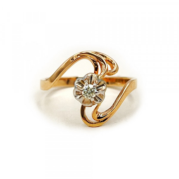 Золота каблучка з жовтим діамантом