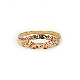 Золотое кольцо в красном цвете с цирконом 01-200814182