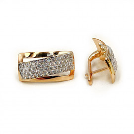 Сережки з золота червоного з білим кольору з цирконом 01-200817582