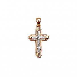 Крестик из золота в красном с белым цвете 01-200847282