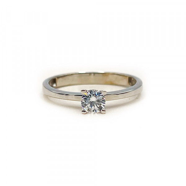 Каблучка з золота у білому кольорі з цирконом