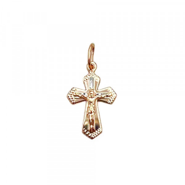 Хрестик з золота червоного з білим кольору
