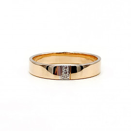 Золотое обручальное кольцо в красном цвете с желтыми бриллиантами