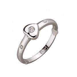 Кольцо из золота в белом цвете с белыми бриллиантами «Сердце» 01-200087383