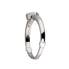 Каблучка з золота у білому кольорі з білими діамантами «Серце»