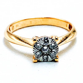 Золотое кольцо с белыми бриллиантами 01-200099383