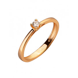 Золотое кольцо с белым бриллиантом 01-200152583