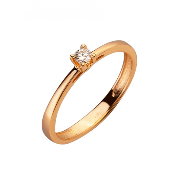 Золотое кольцо с белым бриллиантом