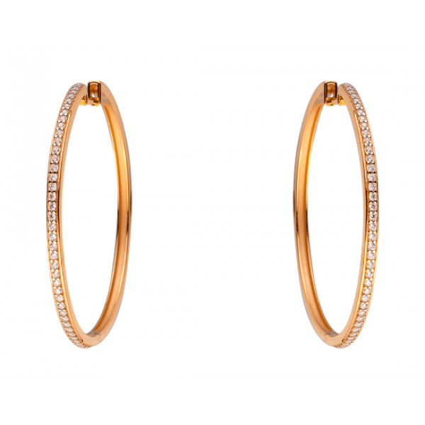 Золотые серьги красного цвета с цирконом