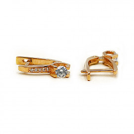 Серьги из красного золота с цирконом 01-200507683