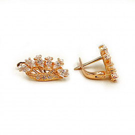 Золотые серьги в красном цвете с цирконом 01-200761983