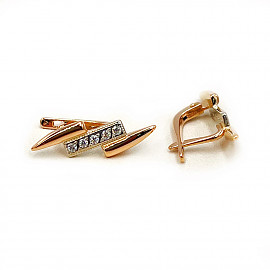 Сережки з червоного з білим золота з цирконом 01-200788383