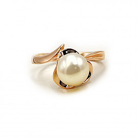 Золотое кольцо красного цвета с цирконом 01-200810683