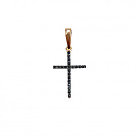 Золотой крестик красного с белым цвета с цирконом 01-200814183