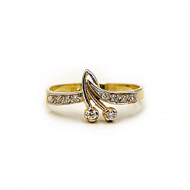 Каблучка з жовтого з білим золота з жовтими діамантами 01-200844383