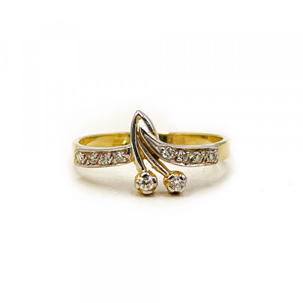 Каблучка з жовтого з білим золота з жовтими діамантами