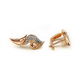 Сережки з золота червоного з білим кольору з жовтими діамантами 01-200847283