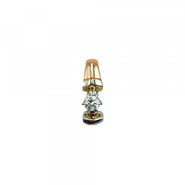 Золотий кулон у червоному з білим кольорі з жовтим діамантом